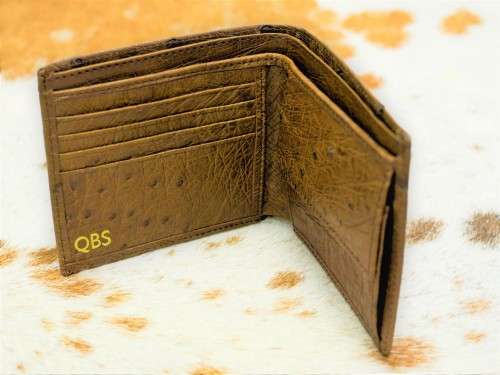 Ostrich leather men`s wallet (Brown)