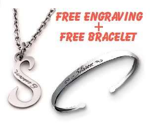 Initial Necklace - Stainless Steel + FREE BRACELET & ENGRAVING