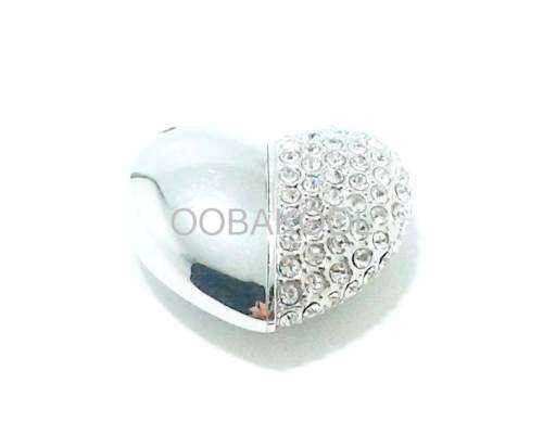 4GB USB / DIAMANTE SILVER HEART FLASH MEMORY DRIVE / OobaKool