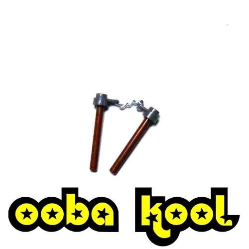 FIGURE WEAPONS / NUNCHUCKS / BROWN WITH SILVER CHAIN / OobaKool Minifigure Accessories
