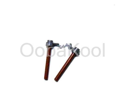 FIGURE WEAPONS / NUNCHUCKS / BROWN WITH SILVER CHAIN / OobaKool Minifigure Accessories