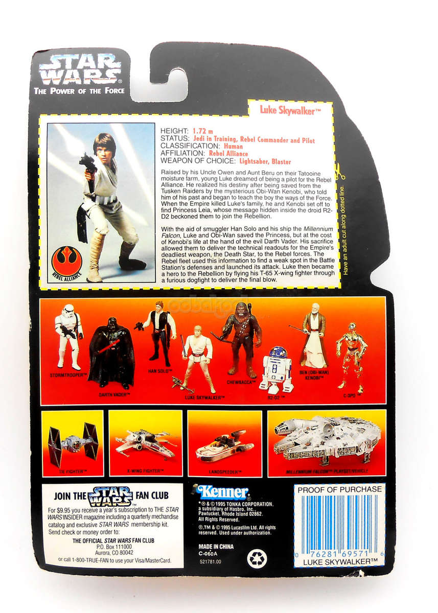 Star Wars / Luke Skywalker with Grappling-Hook Blaster / POTF / 1995 Kenner 3.75" Figure / MOC