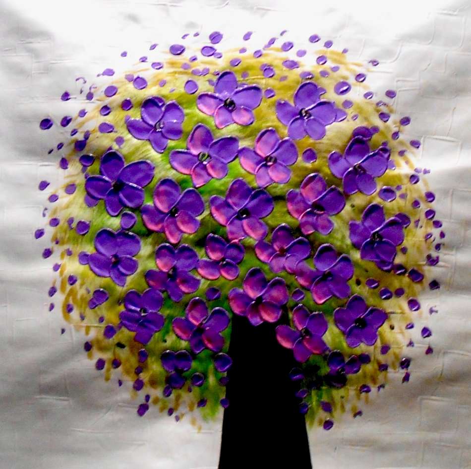 Purple Flowers / Oil Painting On Canvas / Unframed / STOCK CLEARANCE!!!!