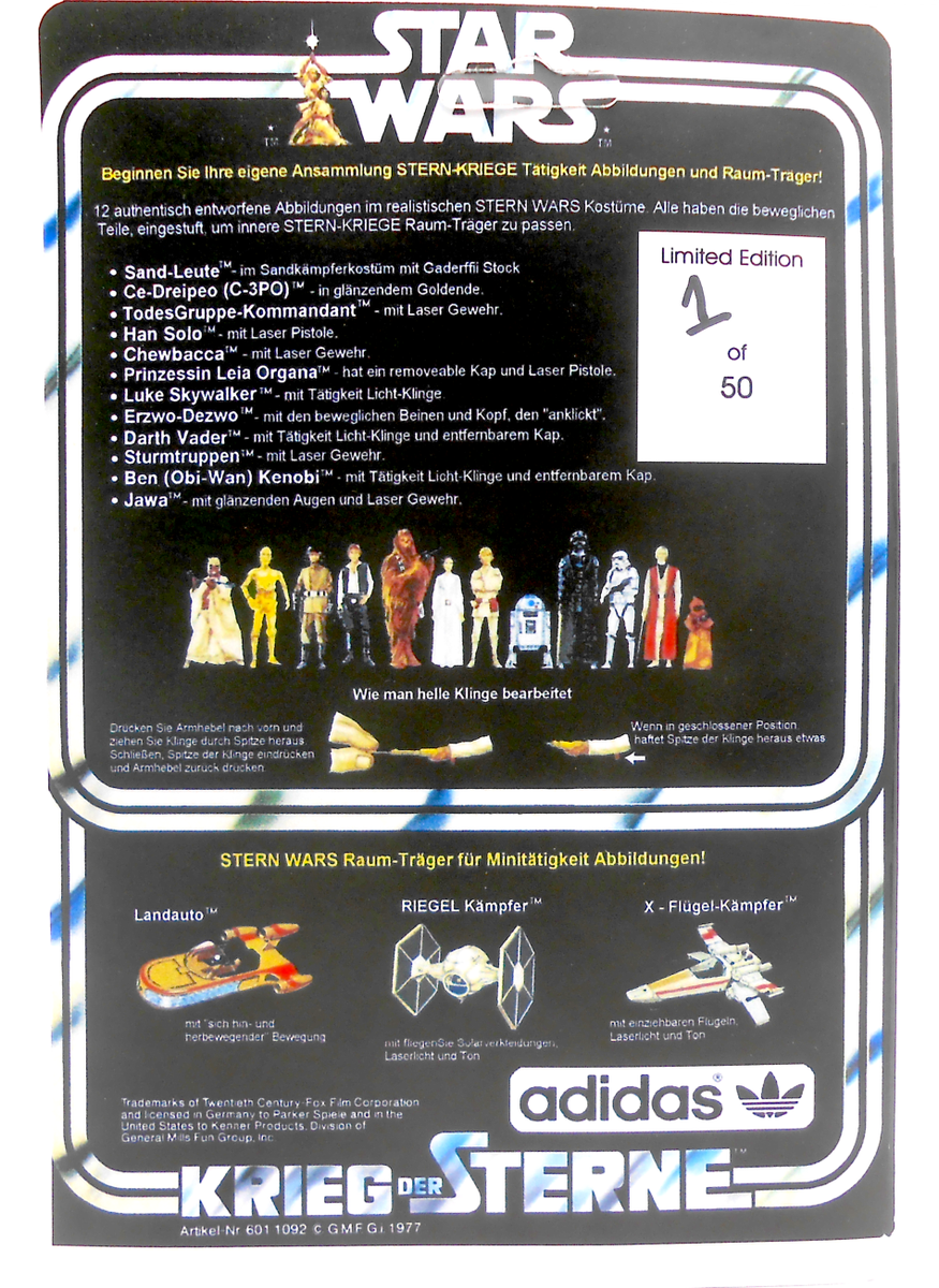 Star Wars / Darth Vader 1977 Kenner 3.75" Figure / Adidas Custom Concept Ltd Edition 1 of 50