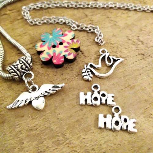 CLEARANCE SALE | 6 Piece Peace Dove + Hope Charms +Love Wings Heart Bracelet + Retro...