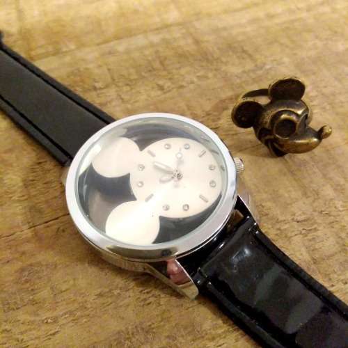 CLEARANCE SALE | Mickey Mouse Watch with Black Strap + Mickey Mouse Ring | Gift Set