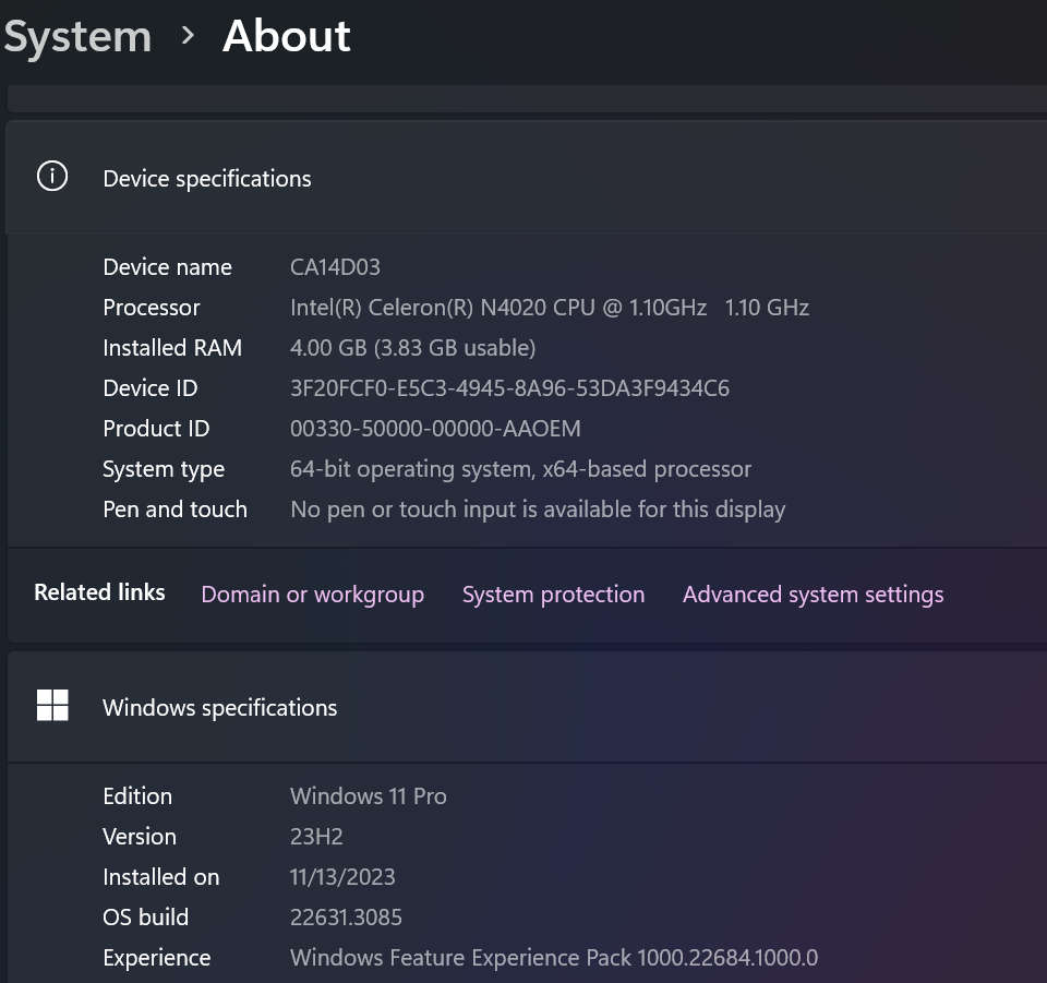 Mecer CA14DO3 Windows 11 Laptop