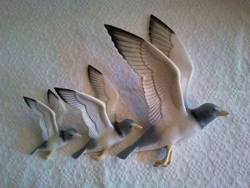 Poole Pottery Flying Seagulls Wall Plaques