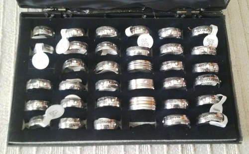 BOX OF RINGS "FOREVER LOVE" (VARIOUS SIZES, STAINLESS STEEL)