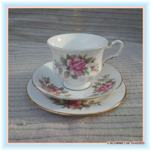 VINTAGE QUEEN ANNE "8540" PINK ROSES PATTERN TRIO (bid per trio, six available)