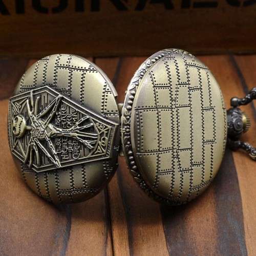 The Nightmare Before Christmas Jack Skellington Round Large Bronze Pocket Watch Necklace