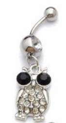 SALE! Owl Dangle Belly Naval Ring - Clear