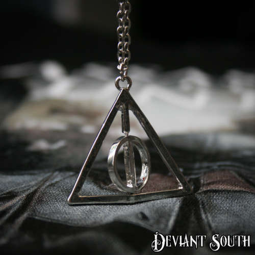 Harry Potter Deathly Hallows ROTATING Silver Necklace