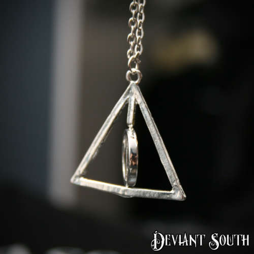 Harry Potter Deathly Hallows ROTATING Silver Necklace