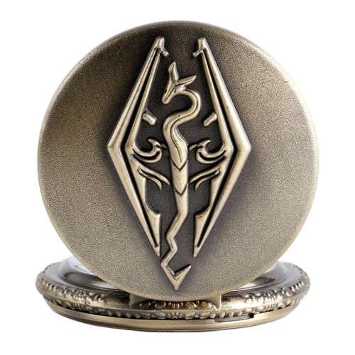 Skyrim Round Large Bronze Pocket Watch Necklace