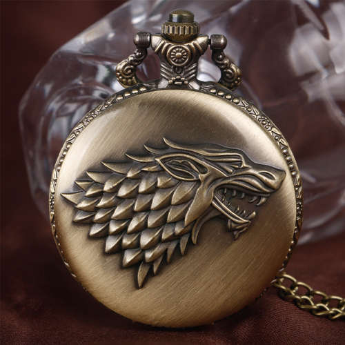 Game of Thrones House Stark Bronze Pocket Watch Necklace