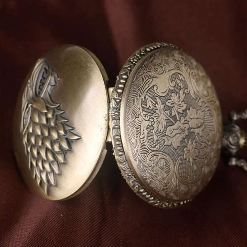 Game of Thrones House Stark Bronze Pocket Watch Necklace
