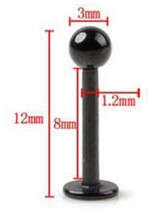 Stainless Steel 8mm Labret - Black (single)