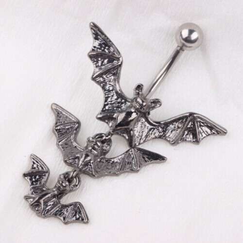 Stainless Steel 3 Tier Bat Belly Ring