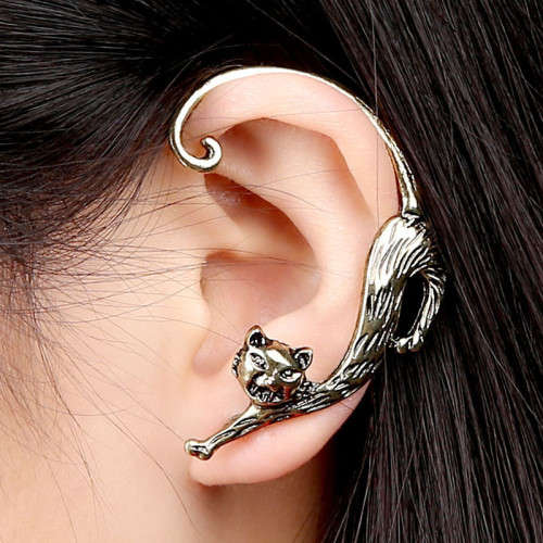 Cat Stud Ear-wrap Gold (single)