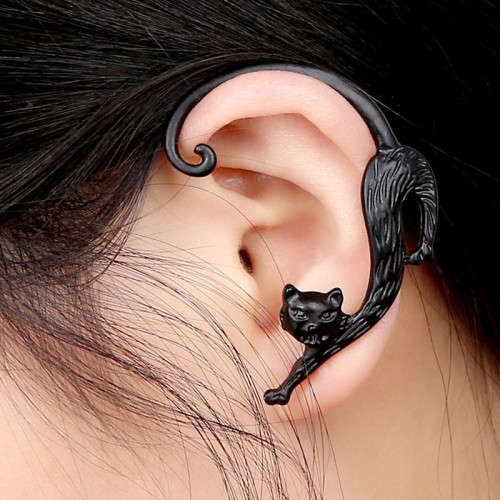 Cat Stud Ear-wrap Black (single)
