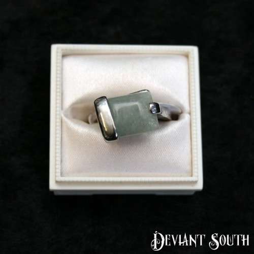 Aventurine Stone Square Silver Ring Size US: 6 | UK: M