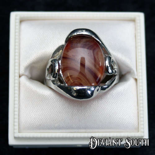 Clear and Brown Multi-tone Oval Silver Ring Size (US | UK) -6 | N