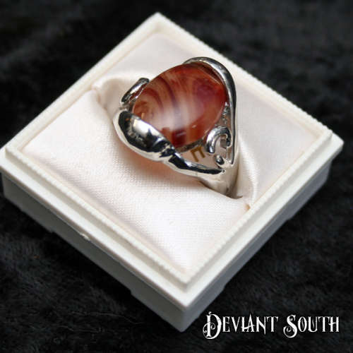 Clear and Brown Multi-tone Oval Silver Ring Size (US | UK) -6 | N