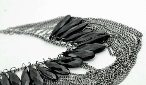 Multi-layer Chain Black Drops Necklace