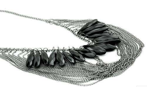 Multi-layer Chain Black Drops Necklace