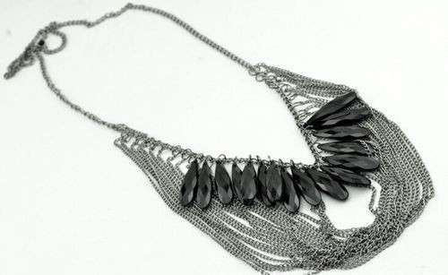 Multi-layer Chain Black Drops Necklace