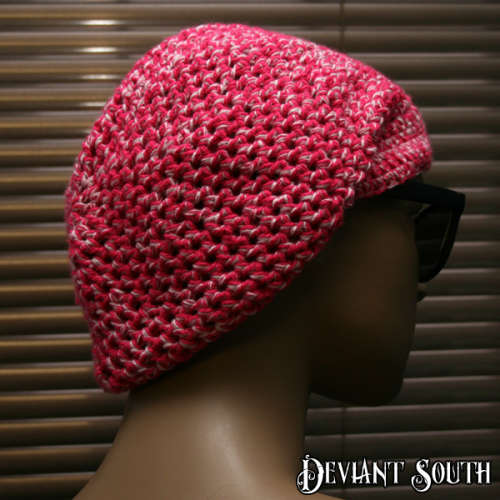 Deep Pink-white Slouch Beanie