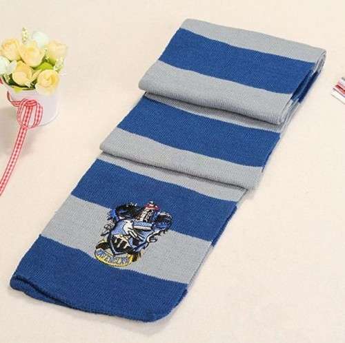 Harry Potter Blue and Grey Scarf with Ravenclaw House Badge