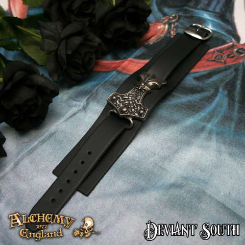 Best Seller! Alchemy Gothic A98 Thunderhammer Leather Wriststrap