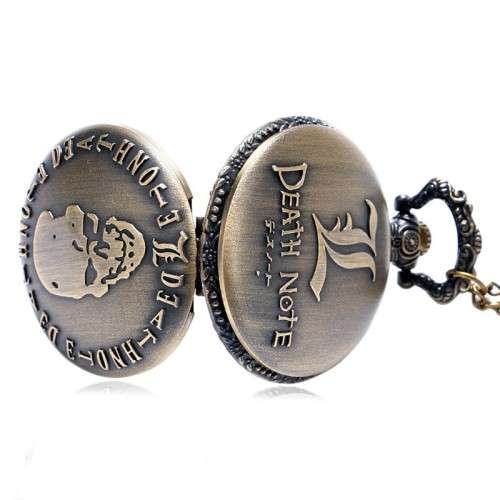 Death Note Round Bronze Pocket Watch Necklace