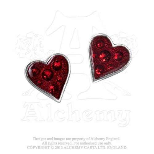 Last Chance! Alchemy Gothic Heart`s E332 Blood Stud Earrings (pair)