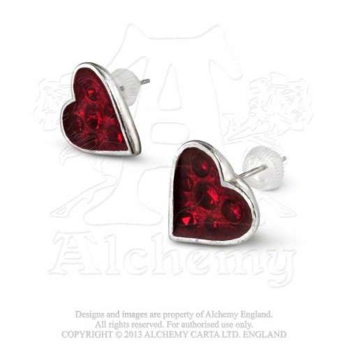 Last Chance! Alchemy Gothic Heart`s E332 Blood Stud Earrings (pair)