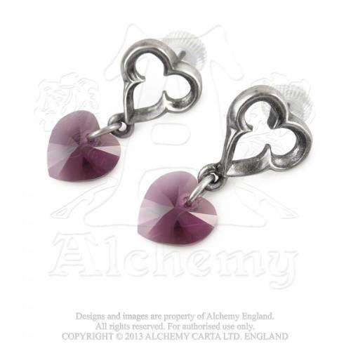 Last Chance! Alchemy Gothic E346 Elizabethan Stud Earrings (pair) -- Fine English Pewter, Swarovski