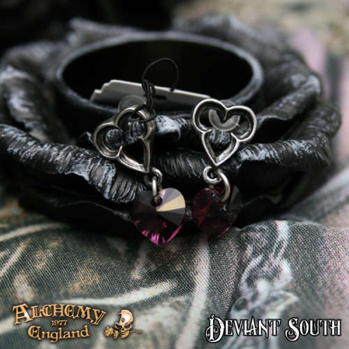 Last Chance! Alchemy Gothic E346 Elizabethan Stud Earrings (pair) -- Fine English Pewter, Swarovski