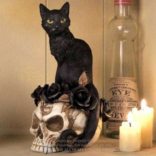 Alchemy Gothic V71 Grimalkin's Ghost - resin cat skull ornament