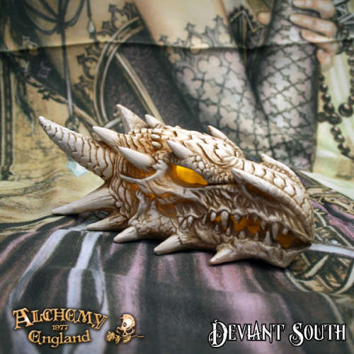 Alchemy Gothic V49 LED Dragon Skull Illiminated Desk Ornament (batteries not included)