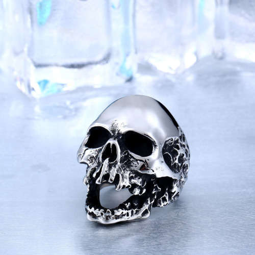 Stainless Steel Screaming Big Punk Rock Biker Skull Ring - Size 10 (US) | U (UK)