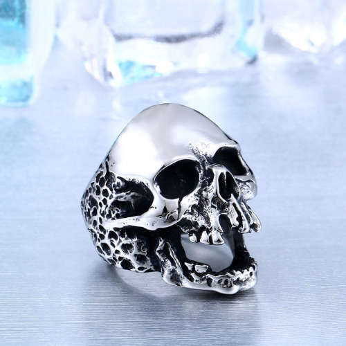 Stainless Steel Screaming Big Punk Rock Biker Skull Ring - Size 10 (US) | U (UK)