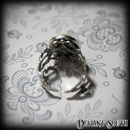 Deviant South Memento Mori Ring featuring Small 3D `Ivory` colour Sugar Skull Cameo