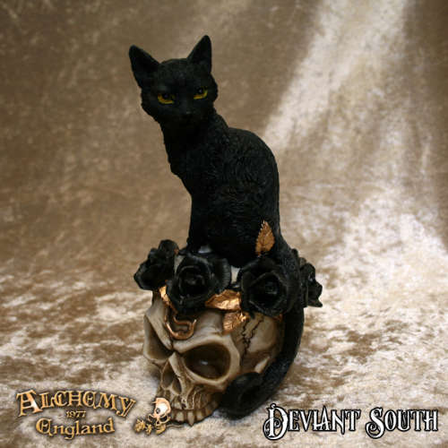 Alchemy Gothic V71 Grimalkin's Ghost - resin cat skull ornament