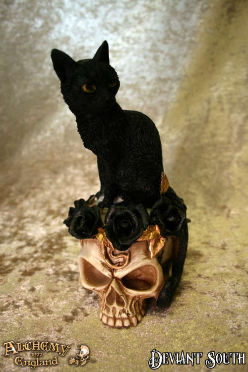 Alchemy Gothic V71 Grimalkin's Ghost - resin cat skull ornament
