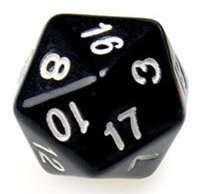 Gaming Die 20 Sided D20 - Black