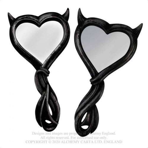 Alchemy Gothic V80B Devil`s Heart Hand Mirror - Black