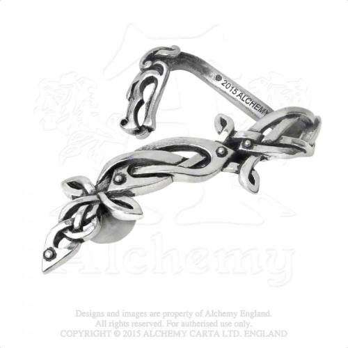 Last Chance! Alchemy Gothic E361 Osberg Dragon Stud Ear-Wrap (left)