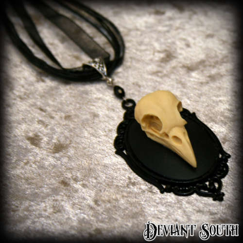 Deviant South Memento Mori Necklace featuring Large 3D Bird Skull Cameo